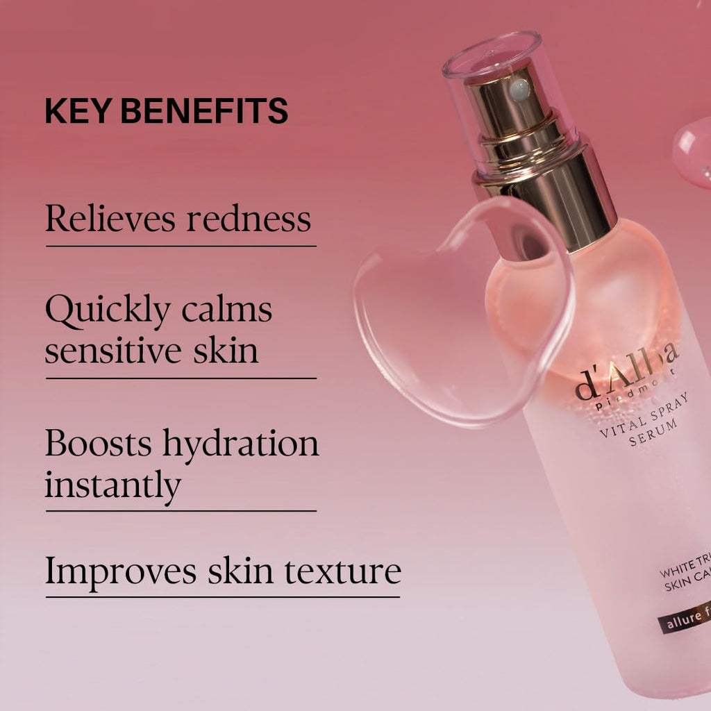 d'alba Piedmont Italian White Truffle First Spray Serum, Vegan Skin Care, Light-weight Face Moisturizer, Glow Serum for Radiant Skin, Non Comedogenic, All In One Mist, Korean Skin Care (3.38 fl oz.)