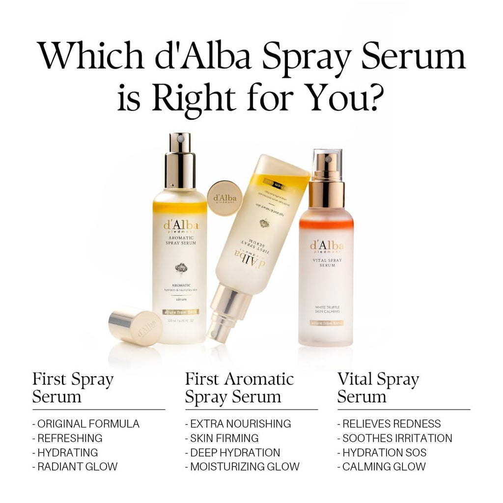 d'alba Piedmont Italian White Truffle First Spray Serum, Vegan Skin Care, Light-weight Face Moisturizer, Glow Serum for Radiant Skin, Non Comedogenic, All In One Mist, Korean Skin Care (3.38 fl oz.)