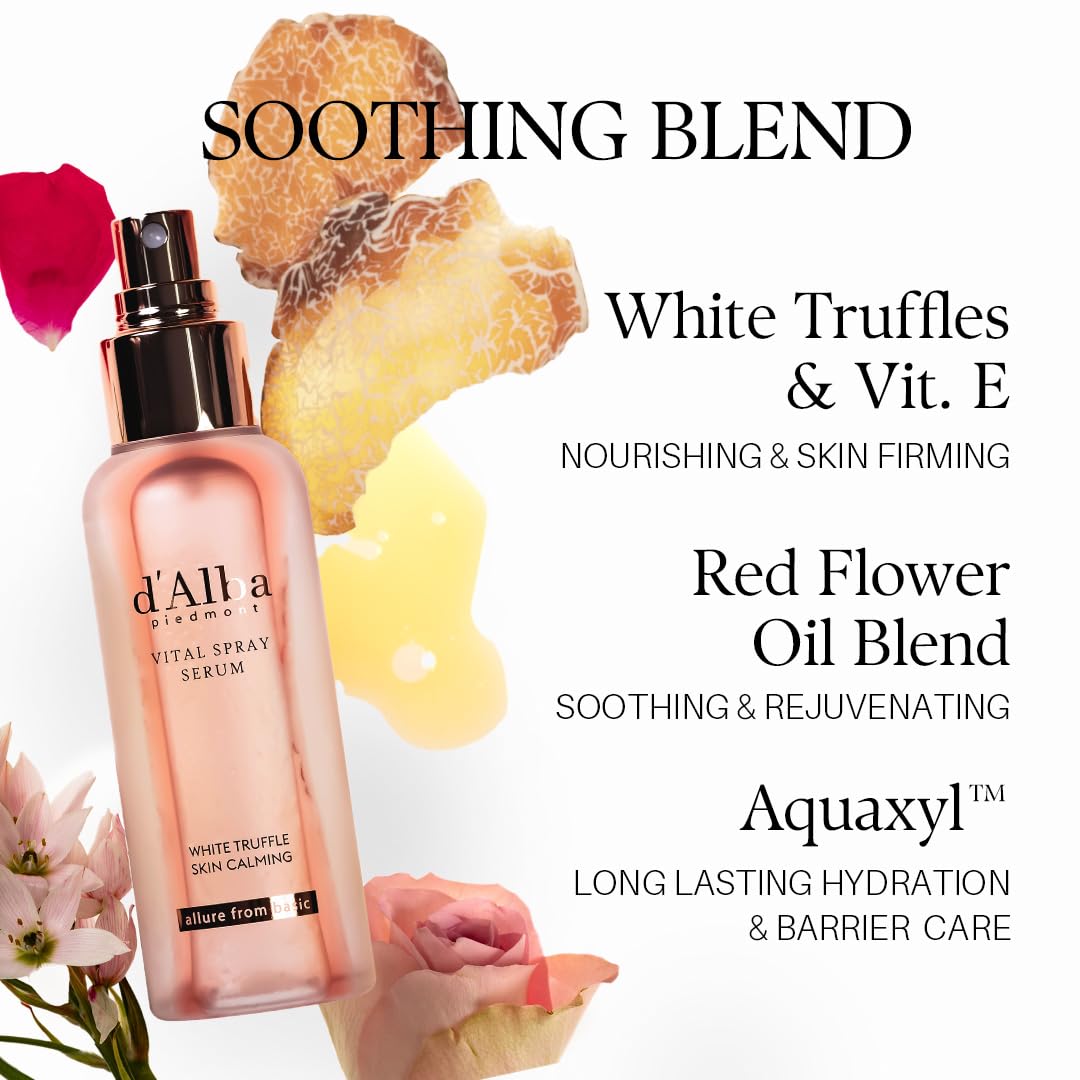 d'alba Piedmont Italian White Truffle First Spray Serum, Vegan Skin Care, Light-weight Face Moisturizer, Glow Serum for Radiant Skin, Non Comedogenic, All In One Mist, Korean Skin Care (3.38 fl oz.)