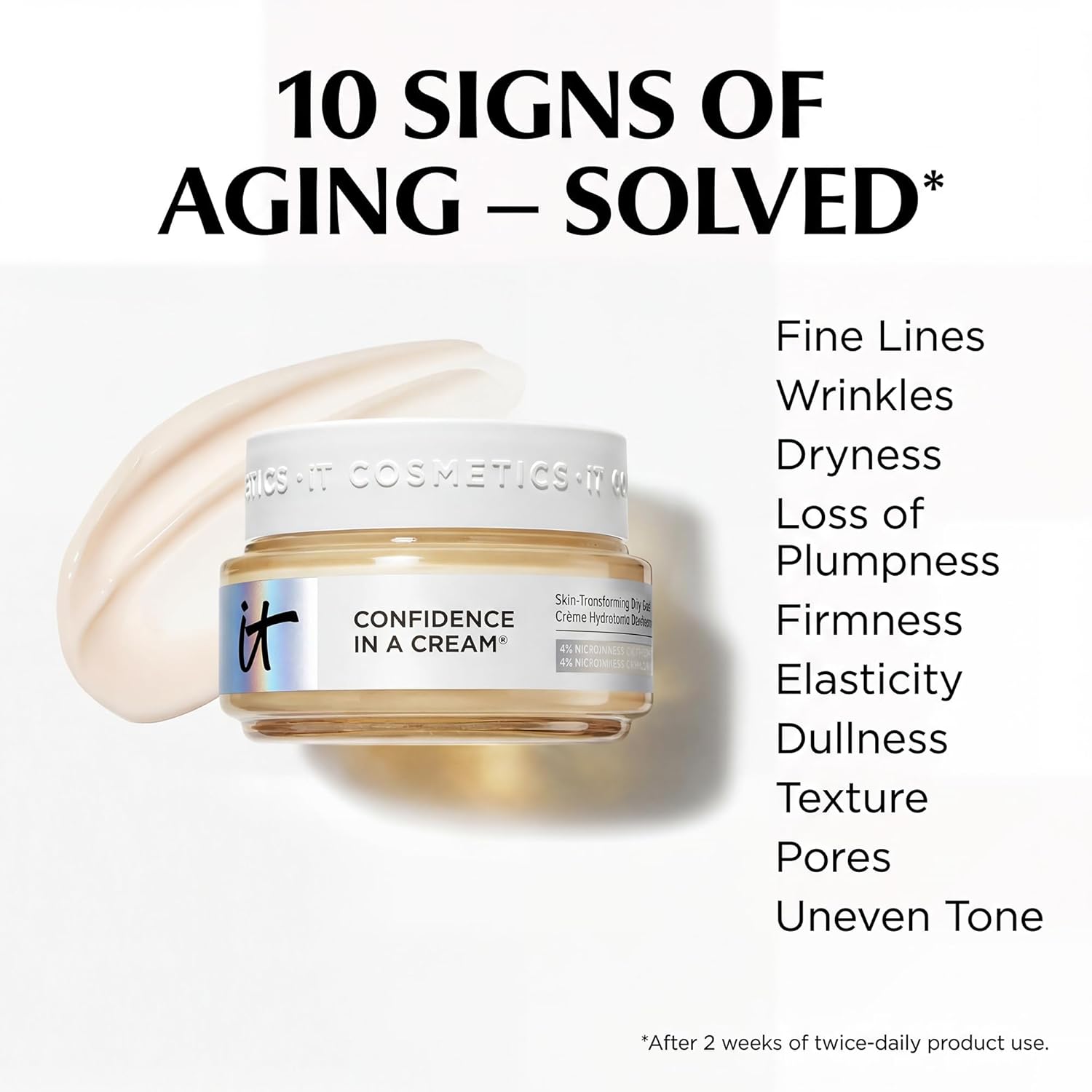 IT Cosmetics Confidence in a Cream - Face Moisturizer, Hydrating & Anti Aging, Visibly Reduces Fine Lines & Wrinkles, 48H Hydration, Repairs Skin Barrier, Squalane, Ceramides, For All Skin Types